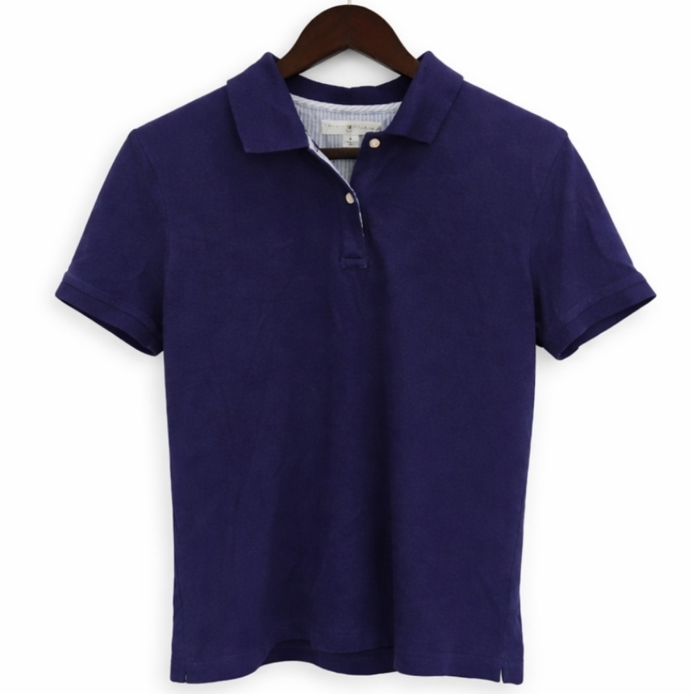 Tommy Hilfiger Purple Logo Womens Preppy Polo Sz Med